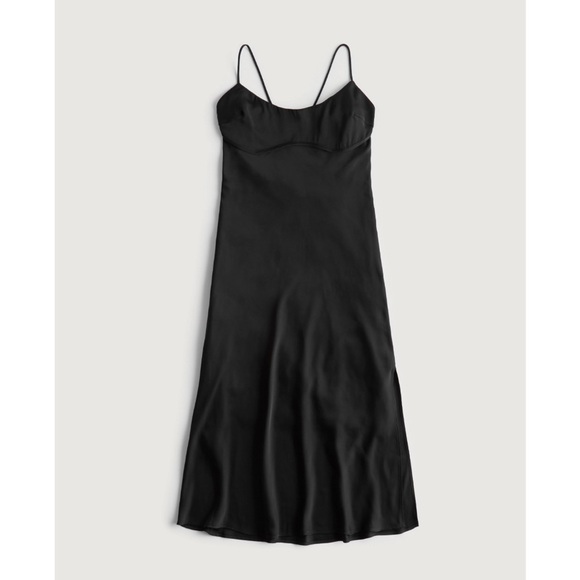 Hollister Under-bust Seam Satin Midi Slip Dress - Picture 2 of 5